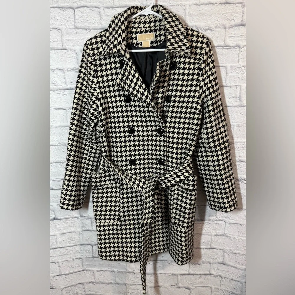 Michael by Michael Kors Wool Blend Houndstooth Women's Coat, sz 12